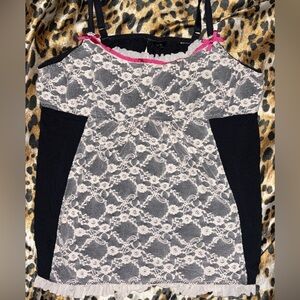 Black & cream lace blouse